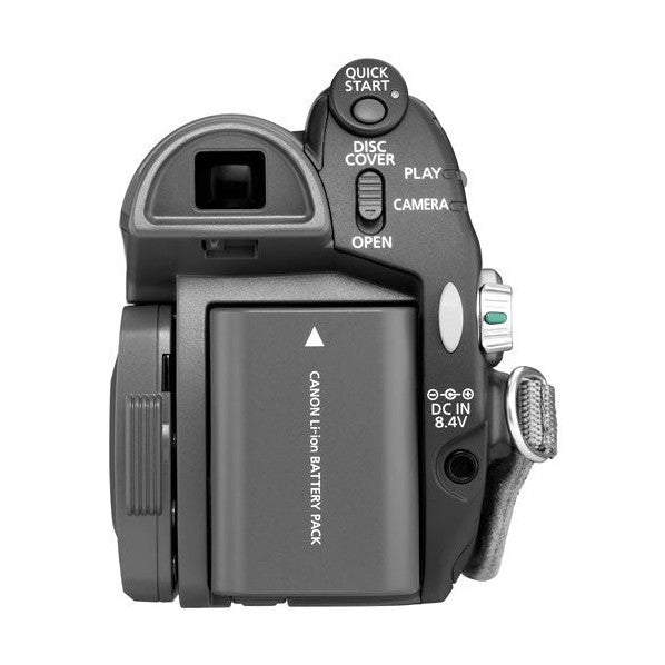 Canon DC330 rear view showing Li-ion battery compartment and control buttons at ClubCamera.com