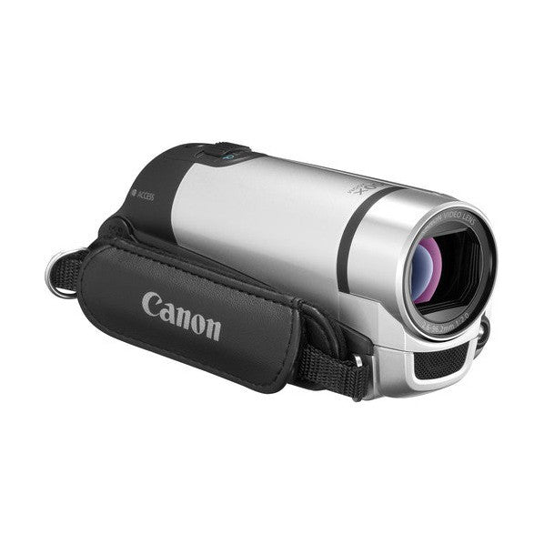 ClubCamera.com Canon VIXIA FS300 side profile with black wrist strap and wide-angle zoom lens detail