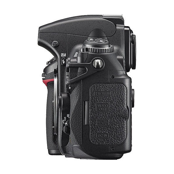Nikon D700 DSLR camera side profile with textured magnesium grip and HDMI ports by ClubCamera.com