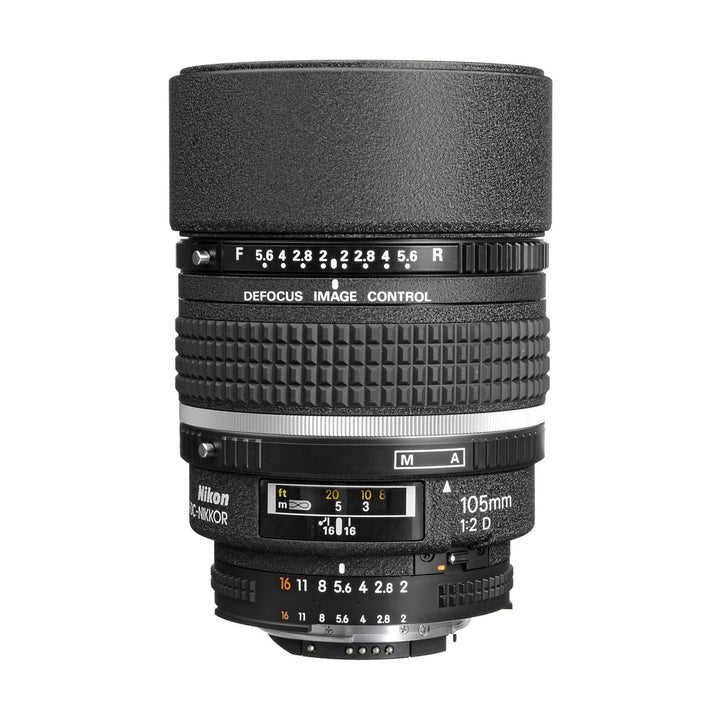 Nikon AF DC-Nikkor 105mm f/2D Lens - side