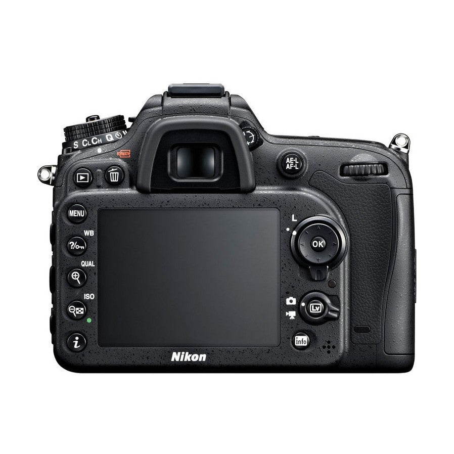 Nikon D7100 DSLR camera back view with textured grip and control buttons from ClubCamera.com