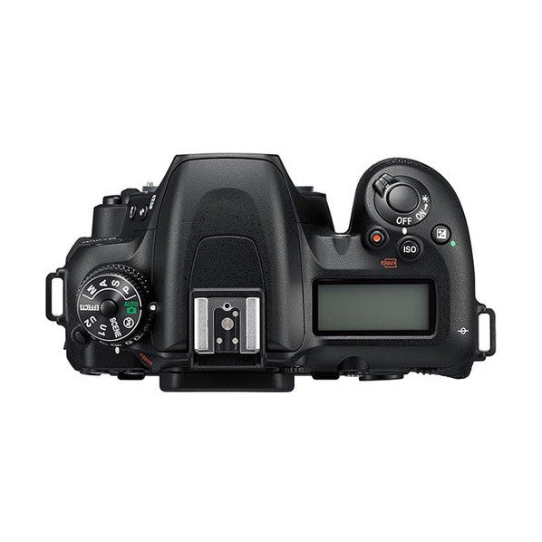 Top view of black Nikon D7500 DSLR showing mode dial and AF-ON button at ClubCamera.com