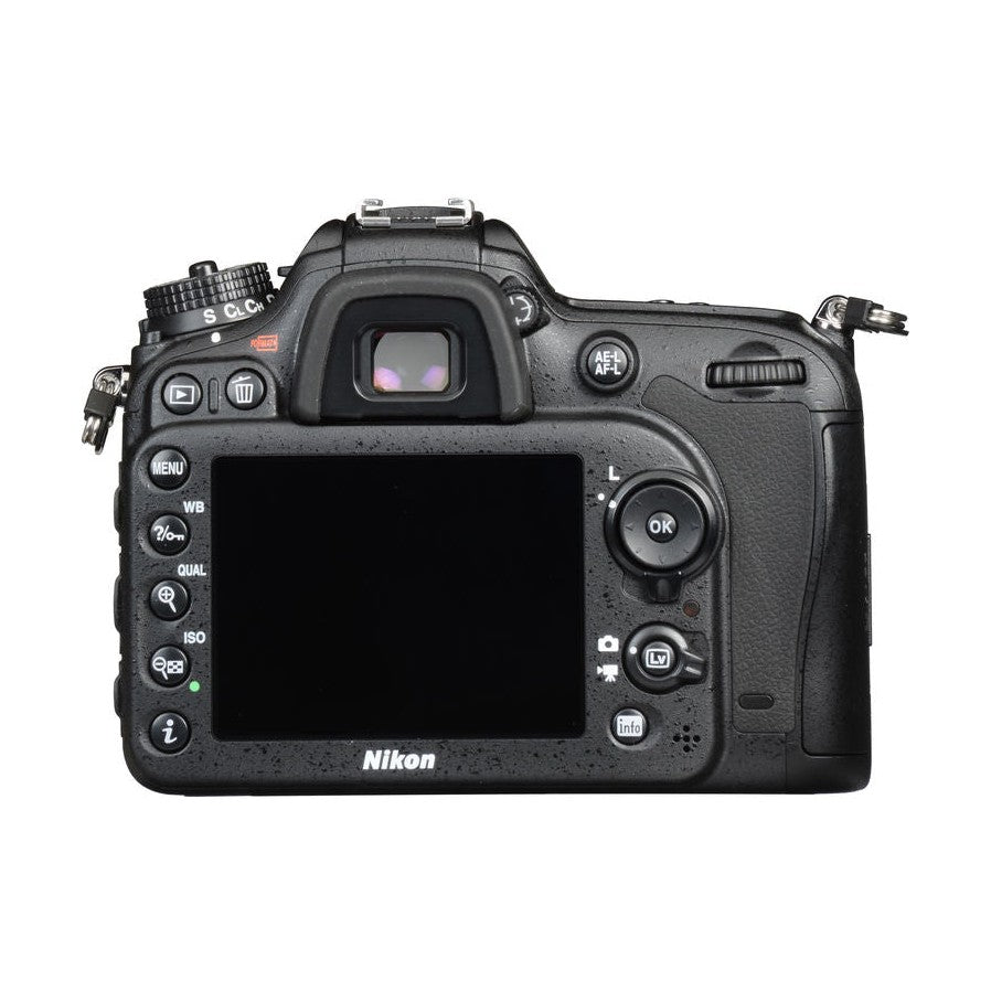ClubCamera.com black Nikon D7200 DSLR rear LCD screen with MENU and ISO control layout