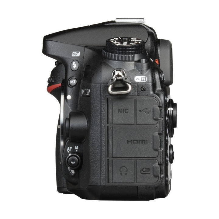 ClubCamera.com Nikon D7200 side profile showing MIC USB HDMI ports and Wi-Fi icon
