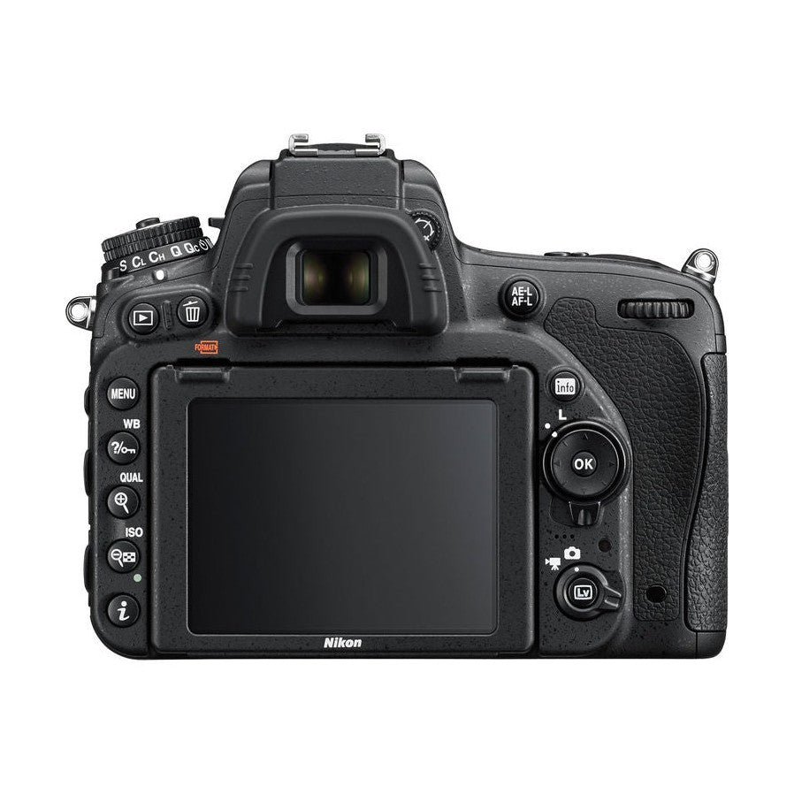 Rear view of black Nikon D750 DSLR at ClubCamera.com featuring control buttons, viewfinder eyepiece, and textured grip