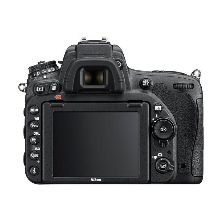 Rear view of black Nikon D750 DSLR at ClubCamera.com featuring control buttons, viewfinder eyepiece, and textured grip