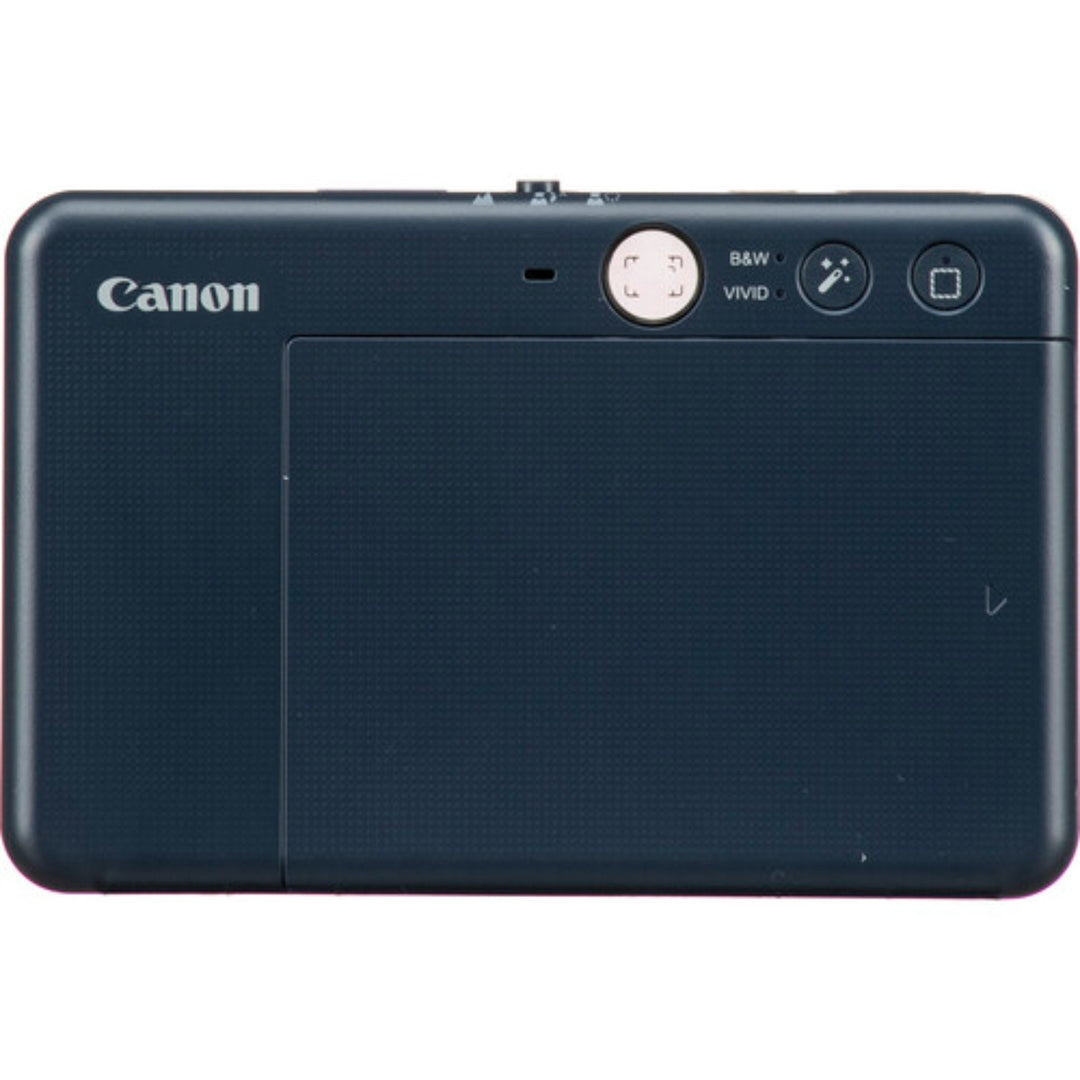 ClubCamera.com Canon IVY CLIQ+2 Midnight Navy back view with textured matte finish and pink directional pad