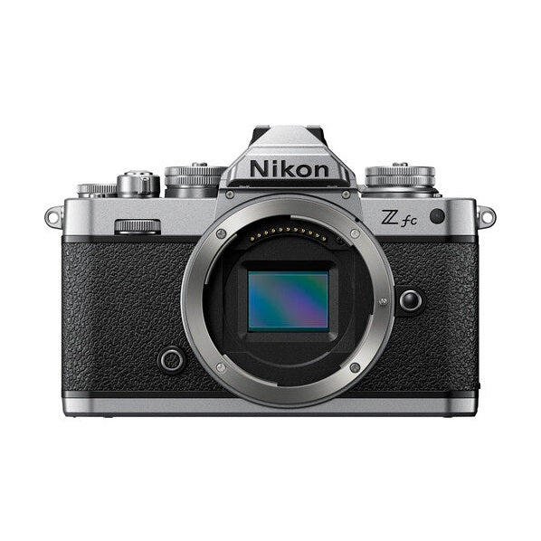 Nikon Zfc silver mirrorless camera body with exposed APS-C sensor and engraved logo by ClubCamera.com