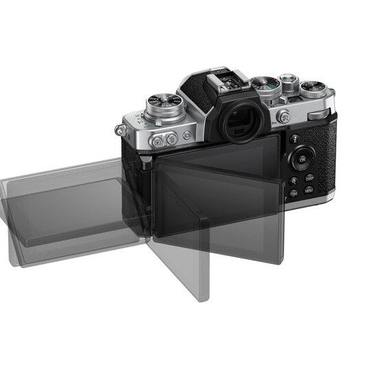 Nikon Zfc mirrorless camera with vari-angle touchscreen flipped down, ClubCamera.com