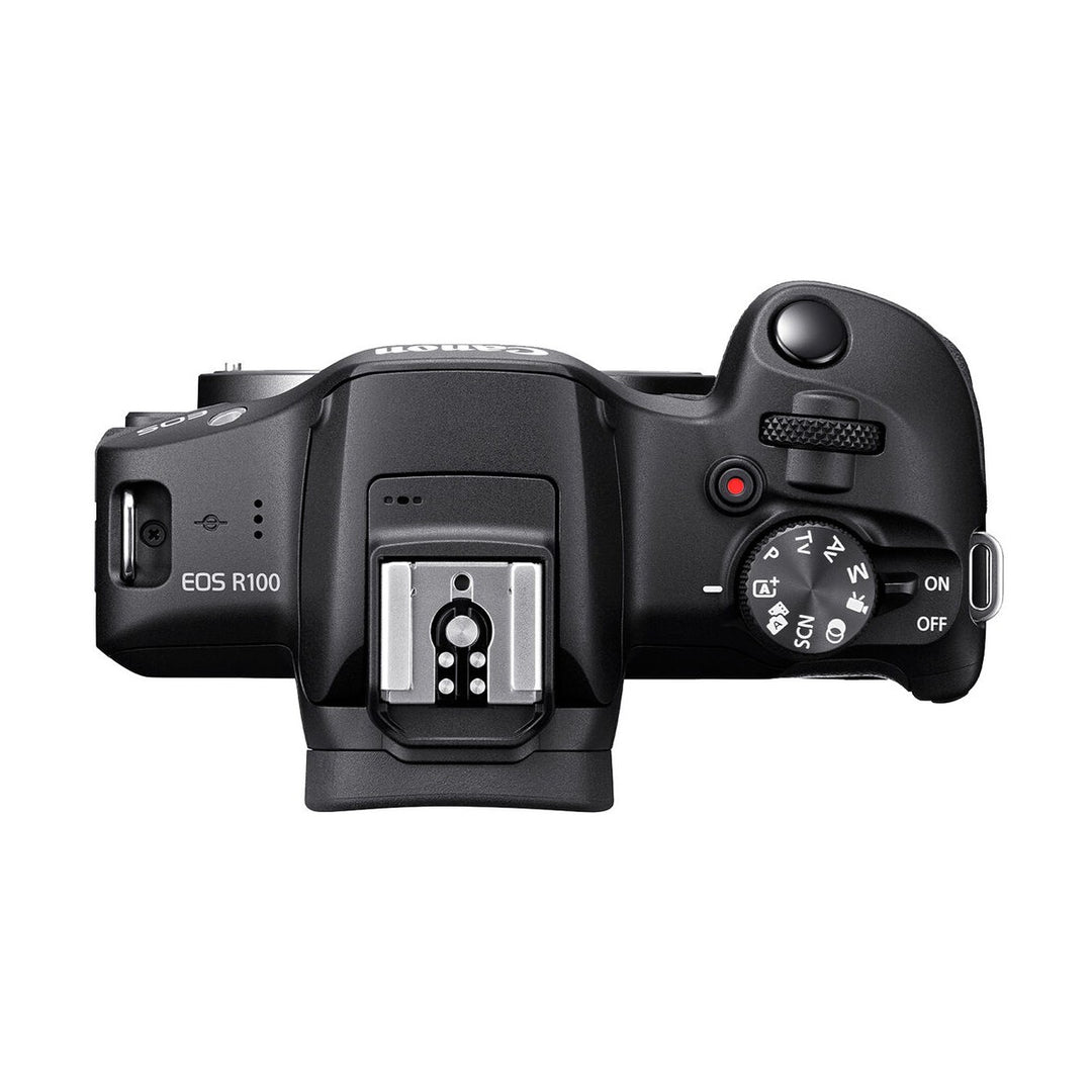 Canon EOS R100 Mirrorless Camera with 18-45mm Lens - top