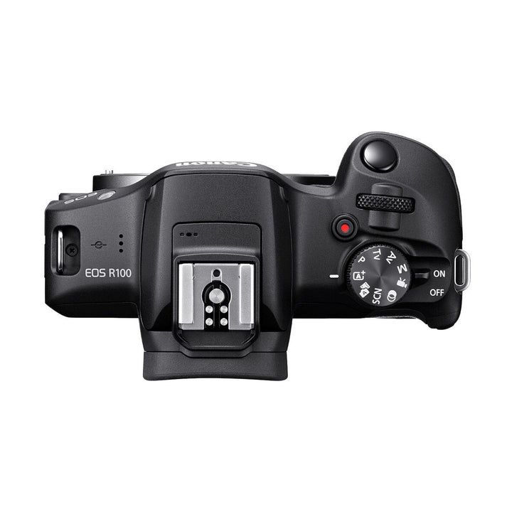 Canon EOS R100 Mirrorless Camera with 18-45mm Lens - top