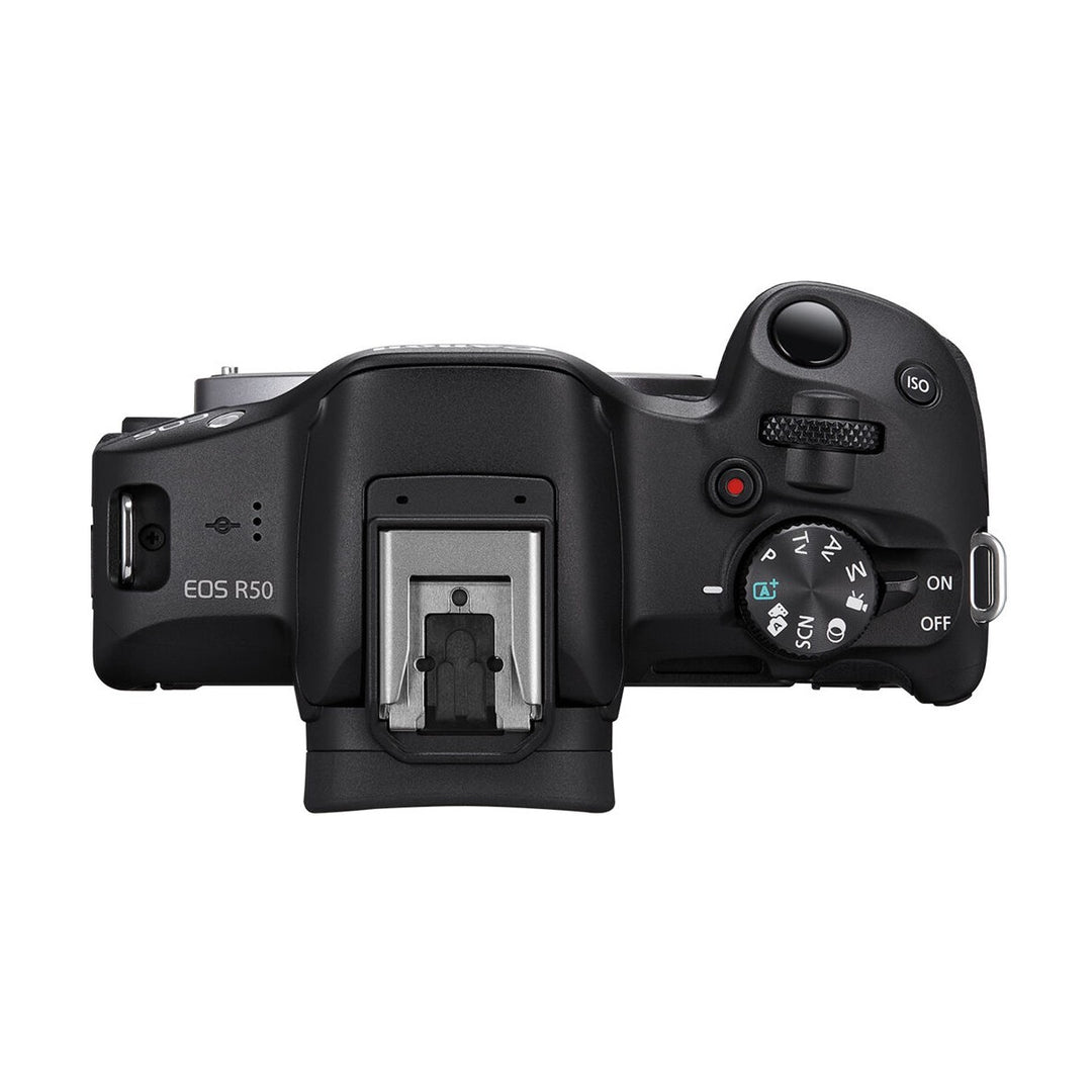 Canon EOS R50 Mirrorless Camera with 18-45mm and 55-210mm Lenses - top