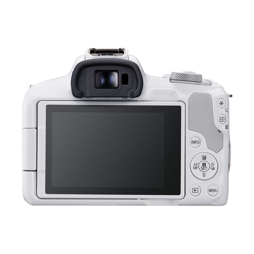 Canon EOS R50 Mirrorless Camera with 18-45mm Lens (White) - back