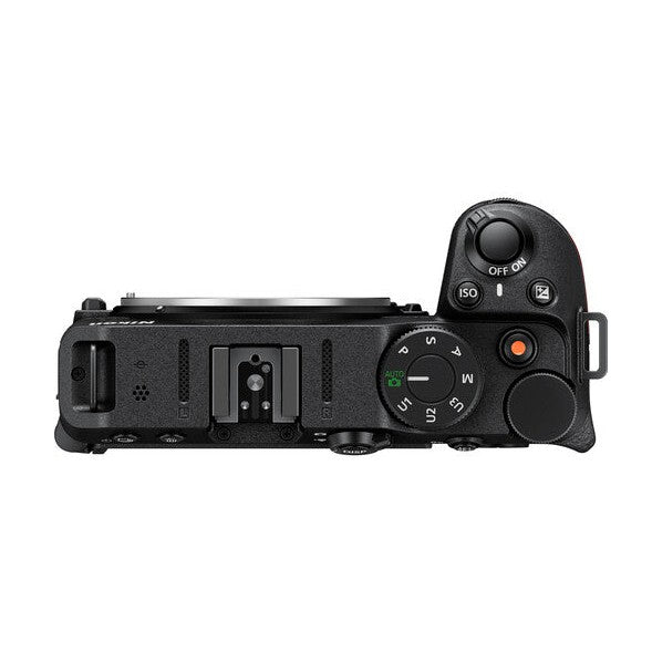 Top view of Nikon Z30 camera showing mode dial, ISO button, power switch, and hot shoe at ClubCamera.com
