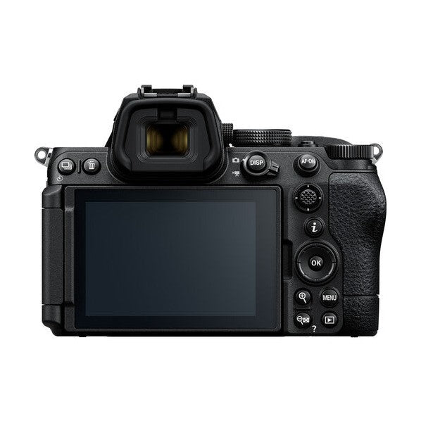 ClubCamera.com black Nikon Z5II back view with textured grip and articulated LCD screen