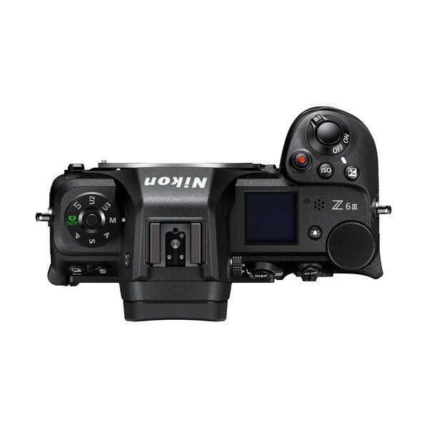 Nikon Z6III top-down view with mode dial and hot shoe by ClubCamera.com