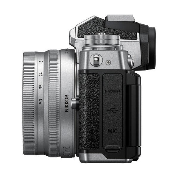 ClubCamera.com Nikon Zfc with NIKKOR Z DX 16-50mm lens side profile showing engraved focal length markings