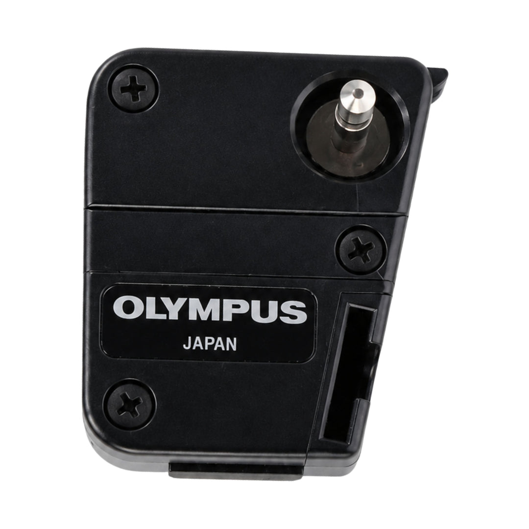 Back of Olympus OM10 Manual Adapter by ClubCamera with brushed metal finish and Japan label