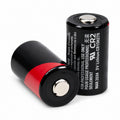 Two ClubCamera.com CR2 batteries black with red bands showing positive and negative terminals