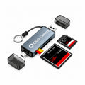 ClubCamera silver aluminum 3-in-1 USB-C & USB 3.0 memory card reader with SD, MicroSD, and CF slots