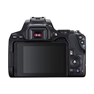 ClubCamera.com black Canon Rebel SL3 DSLR back view with vari-angle LCD screen and textured grip