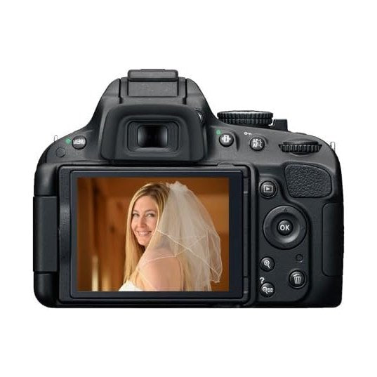 Rear view of Nikon D5100 DSLR vari-angle LCD screen showing portrait by ClubCamera.com