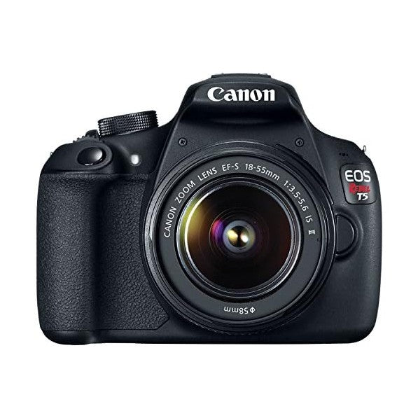 Canon Rebel T5 DSLR camera with EF-S 18-55mm lens by ClubCamera.com front view