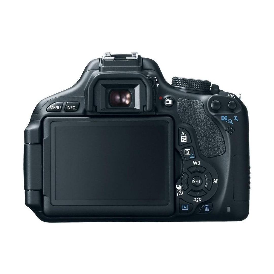 Back view of Canon EOS Rebel T3i DSLR showing control buttons and LCD screen at ClubCamera.com