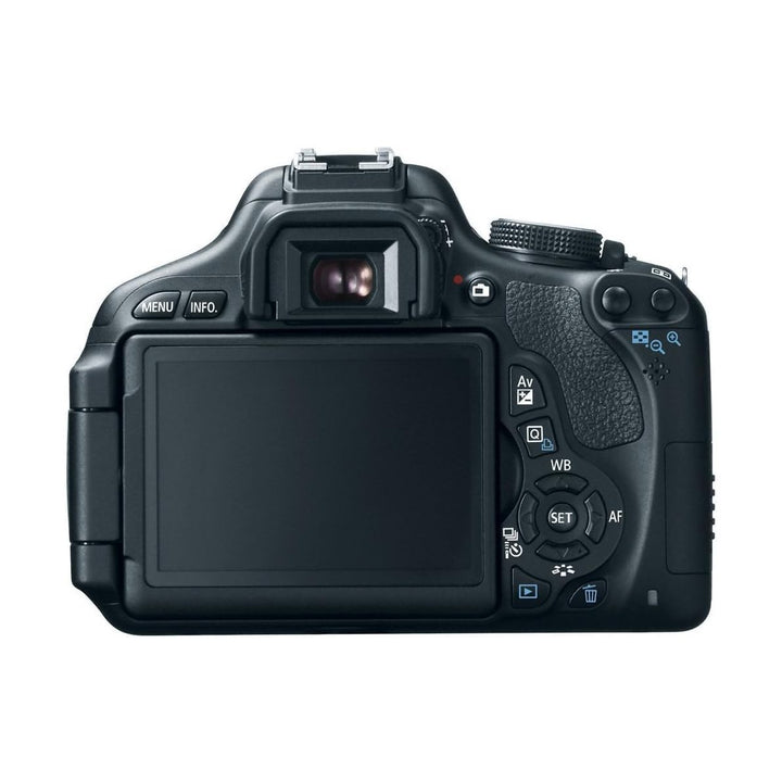 Back view of Canon EOS Rebel T3i DSLR showing control buttons and LCD screen at ClubCamera.com