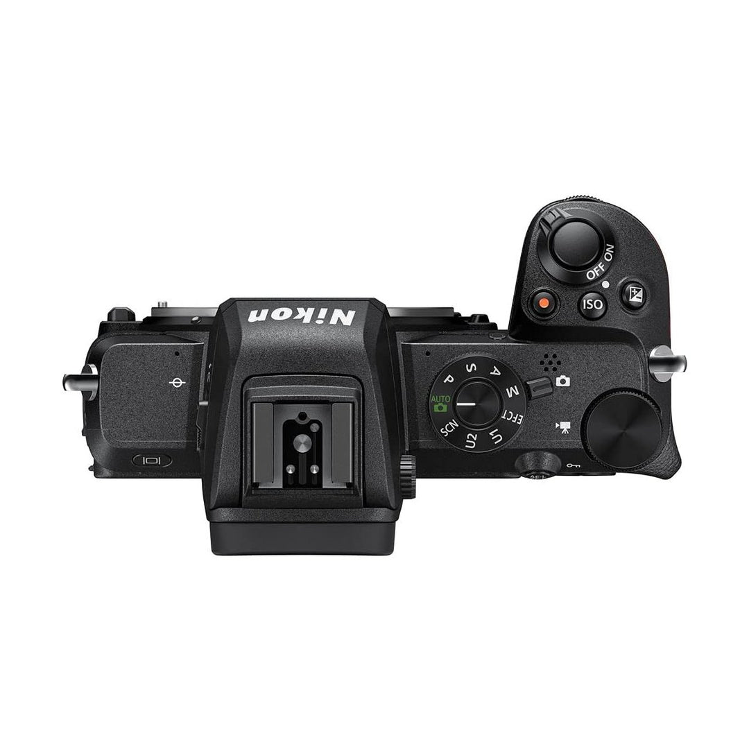 ClubCamera.com black Nikon Z50 mirrorless camera body top view with mode dial and exposed Z-mount