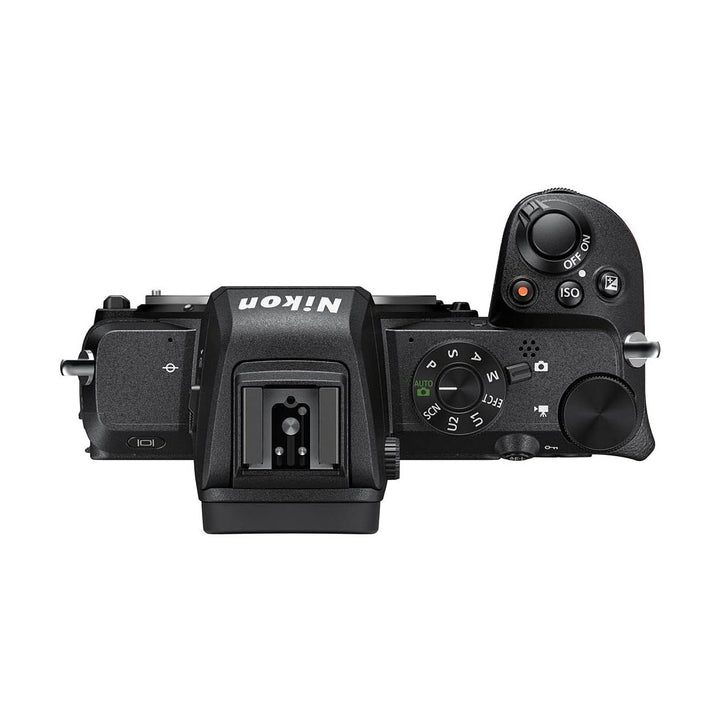 ClubCamera.com black Nikon Z50 mirrorless camera body top view with mode dial and exposed Z-mount