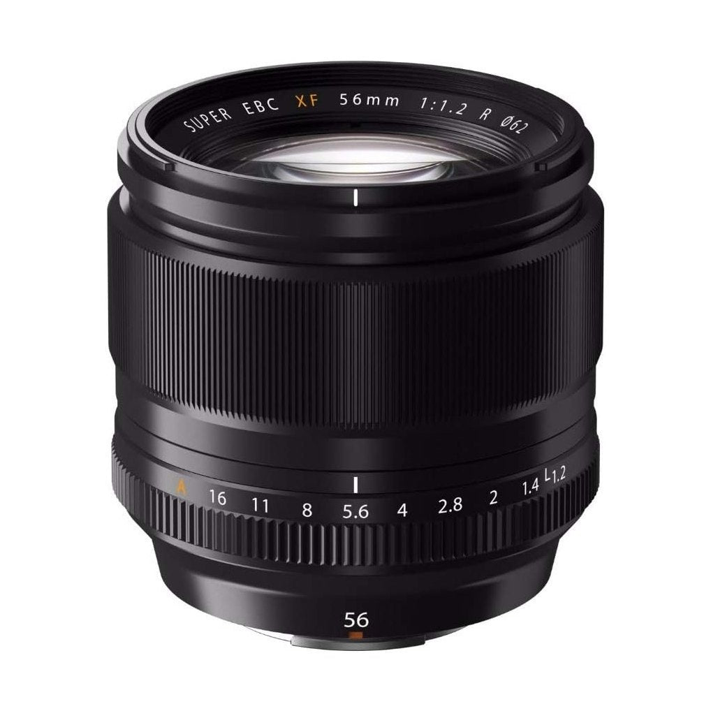 ClubCamera Fujifilm XF 56mm f/1.2 R portrait lens with orange aperture ring and engraved SUPER EBC text