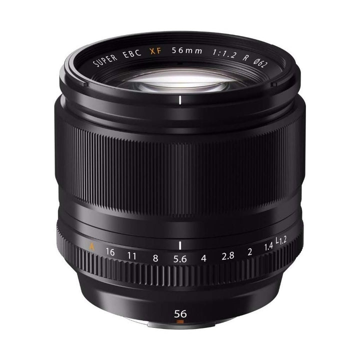 ClubCamera Fujifilm XF 56mm f/1.2 R portrait lens with orange aperture ring and engraved SUPER EBC text