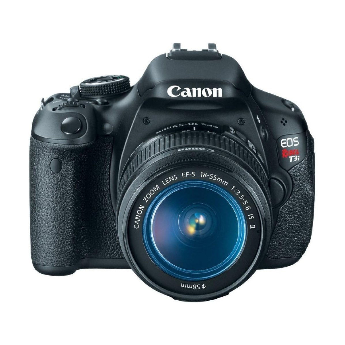 Canon Rebel T3i DSLR camera with 18-55mm lens and blue coating by ClubCamera.com