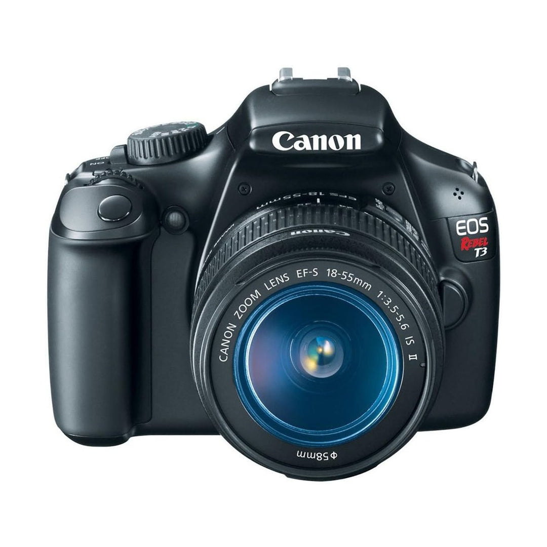 ClubCamera.com black Canon EOS Rebel T3 with EF-S 18-55mm lens front shot