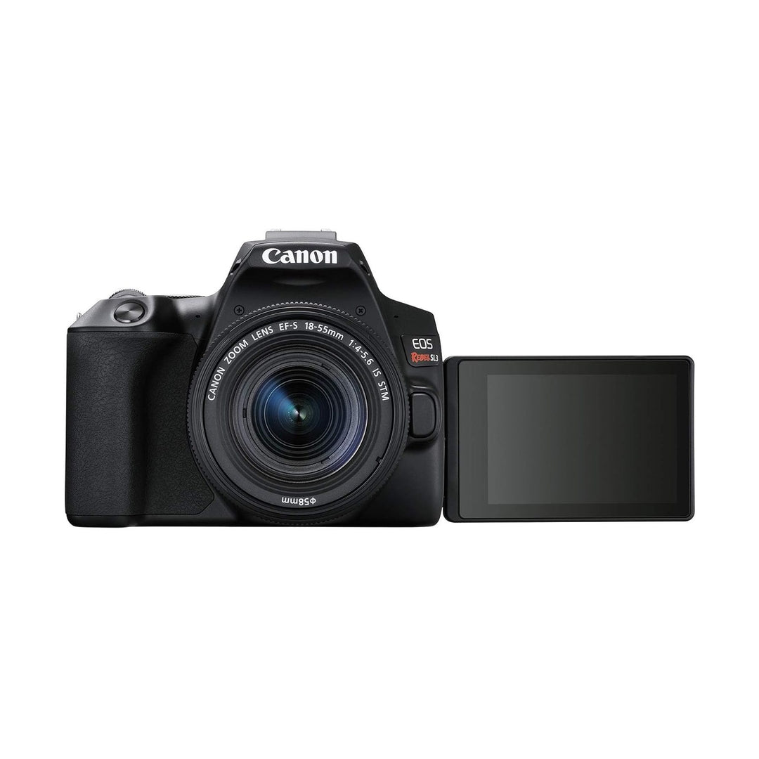 ClubCamera.com Canon EOS Rebel SL3 DSLR with EF-S 18-55mm lens showing articulated flip-out screen