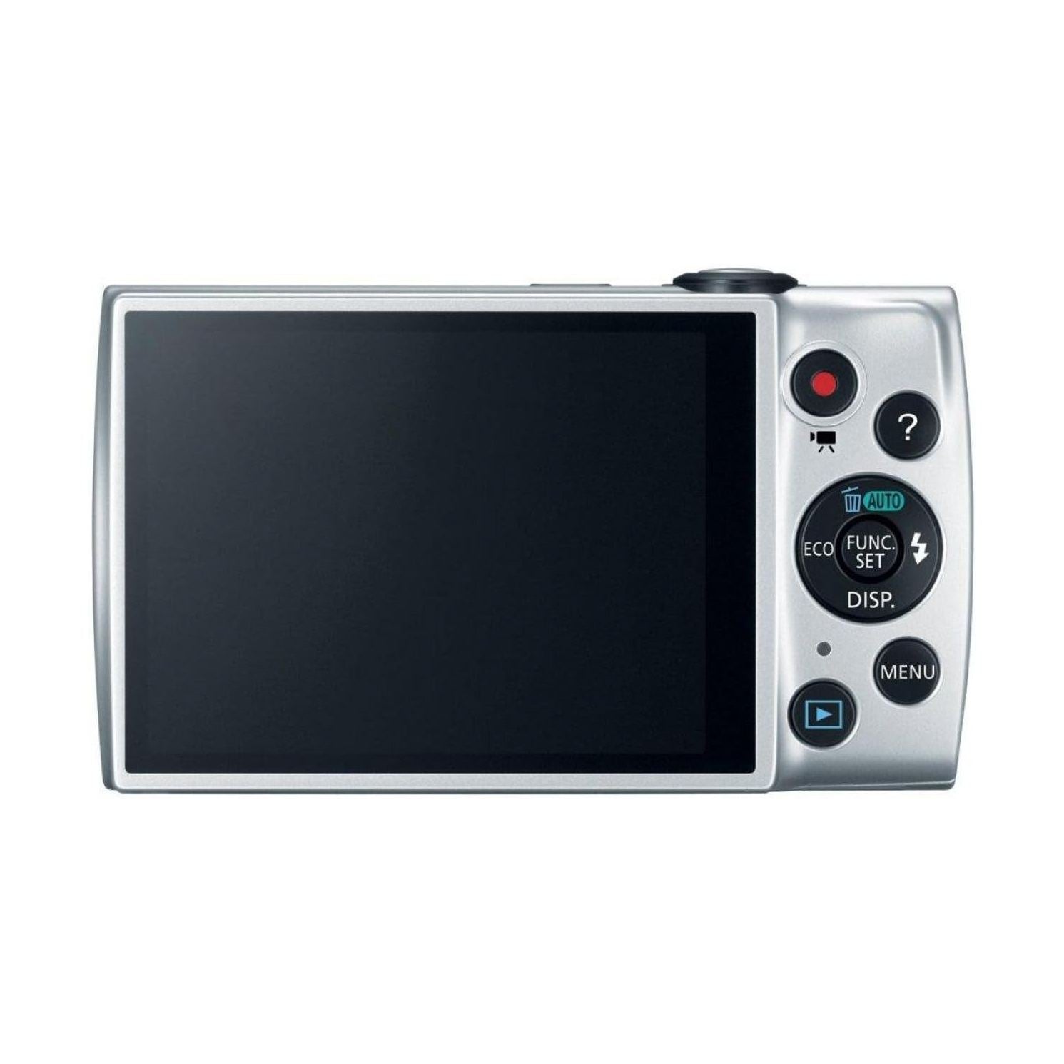 Silver Canon PowerShot A2600 point-and-shoot camera rear view with 2.7-inch LCD and control dial at ClubCamera.com