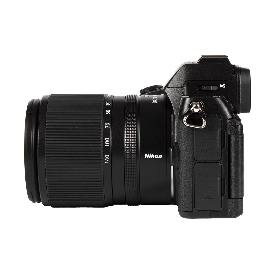 ClubCamera.com Nikon Z50II black mirrorless camera side profile with textured grip and silver lens cap latch