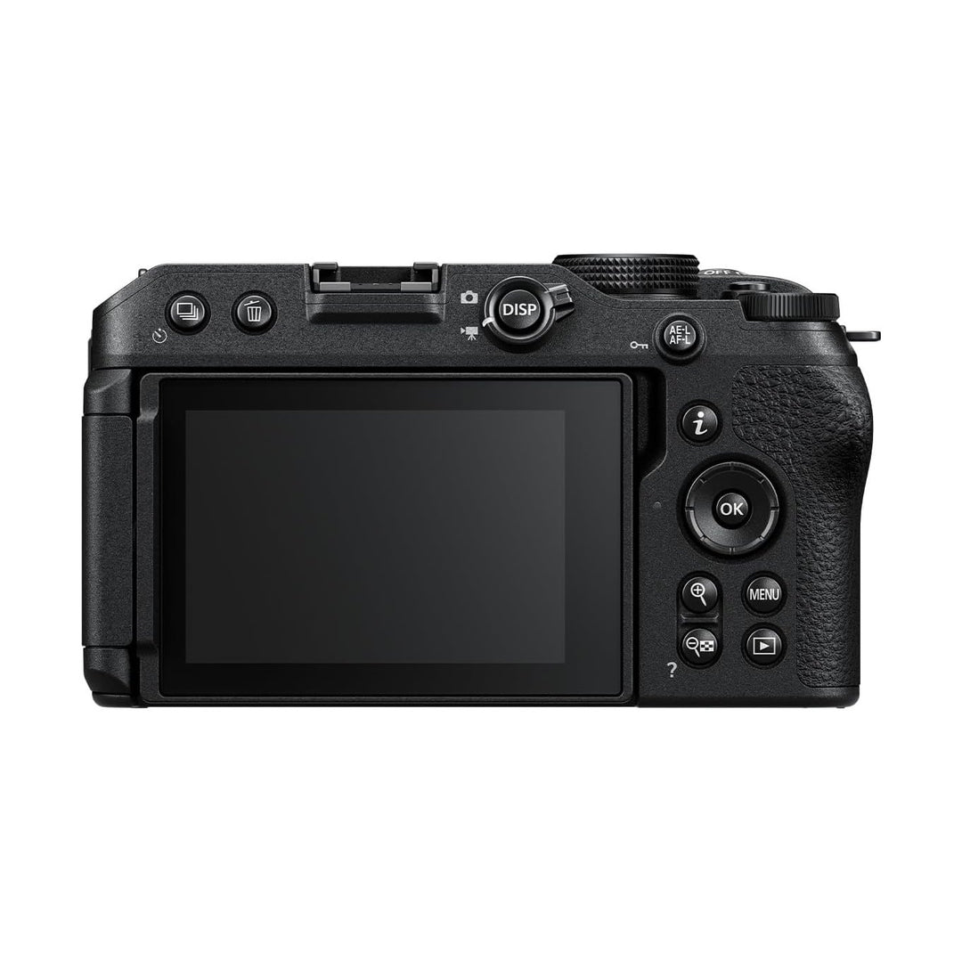 ClubCamera.com Nikon Z30 mirrorless camera rear view with articulating touchscreen and textured rubber grip