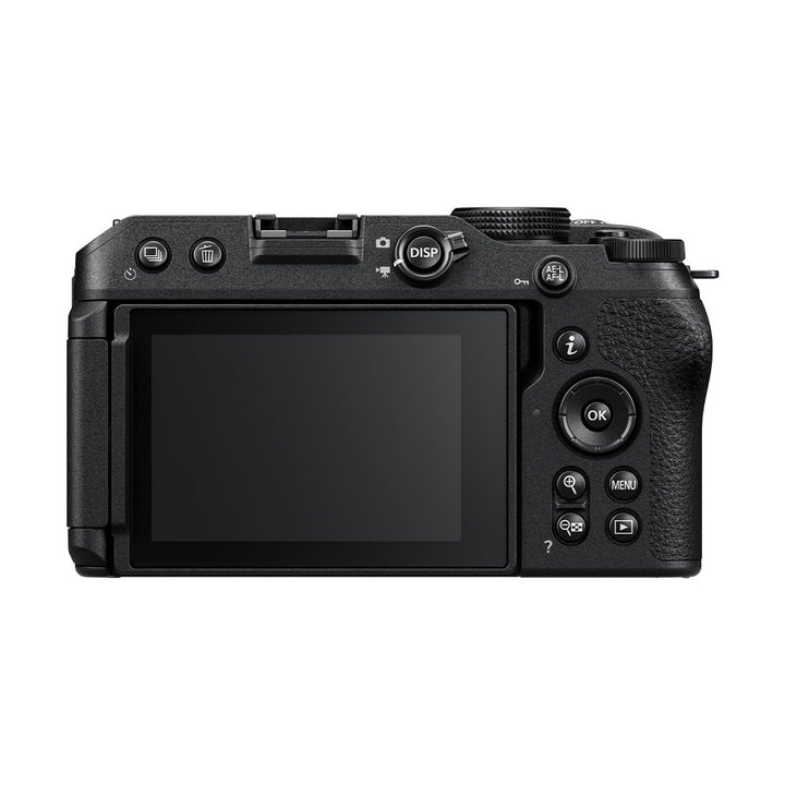 ClubCamera.com Nikon Z30 mirrorless camera rear view with articulating touchscreen and textured rubber grip