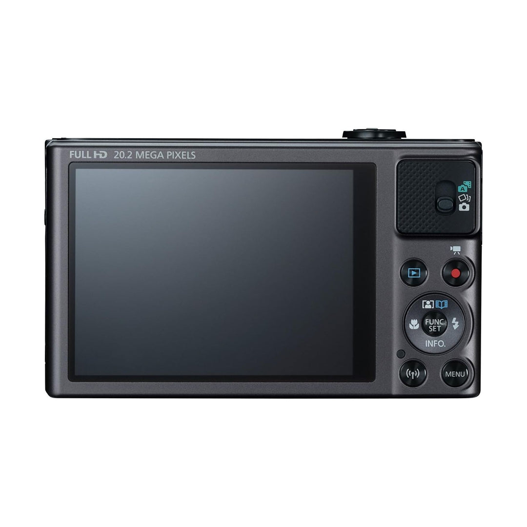 Rear view of Canon PowerShot SX620 HS showing Full HD 20.2MP screen and controls at ClubCamera.com