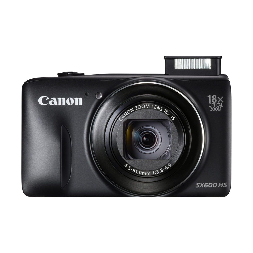 ClubCamera.com black Canon PowerShot SX600 HS digital camera with 18x optical zoom lens and brushed metallic ring