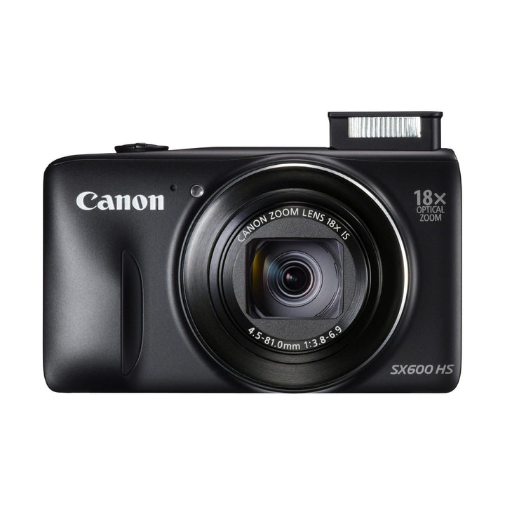 ClubCamera.com black Canon PowerShot SX600 HS digital camera with 18x optical zoom lens and brushed metallic ring