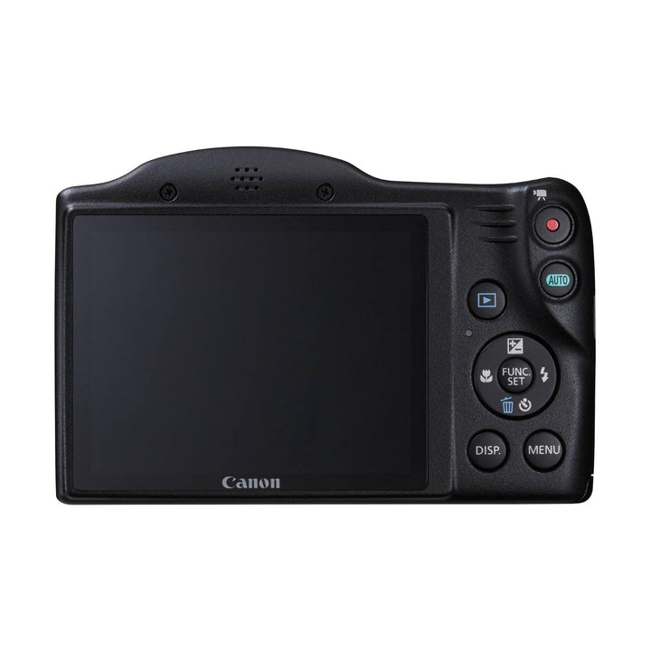 ClubCamera.com rear view of black Canon PowerShot SX400 IS showing LCD screen and control buttons
