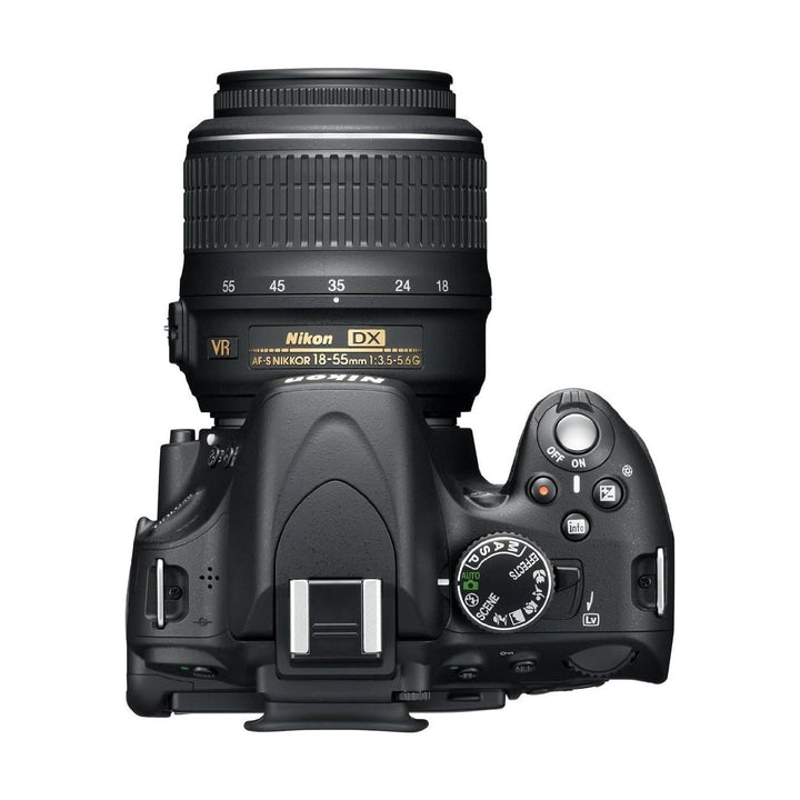 Top view of Nikon D5100 DSLR mode dial and AF-S DX NIKKOR 18-55mm lens by ClubCamera.com