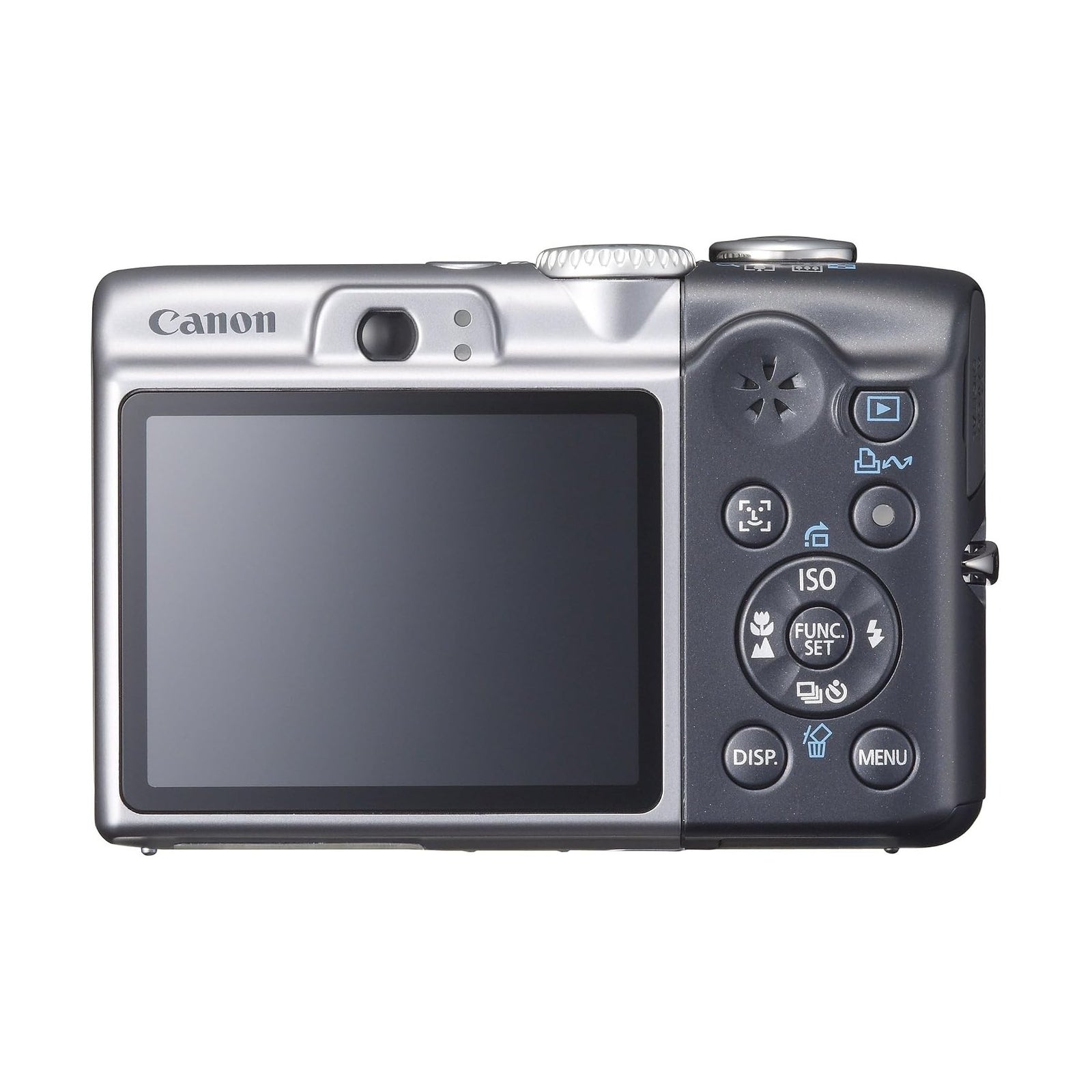 ClubCamera.com Canon PowerShot A1000 IS rear view showing LCD screen, multi-directional navigation wheel, and control buttons