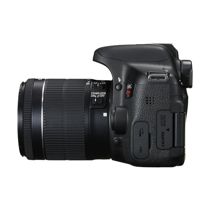 Canon Rebel T6i DSLR side profile with HDMI port and textured grip at ClubCamera.com