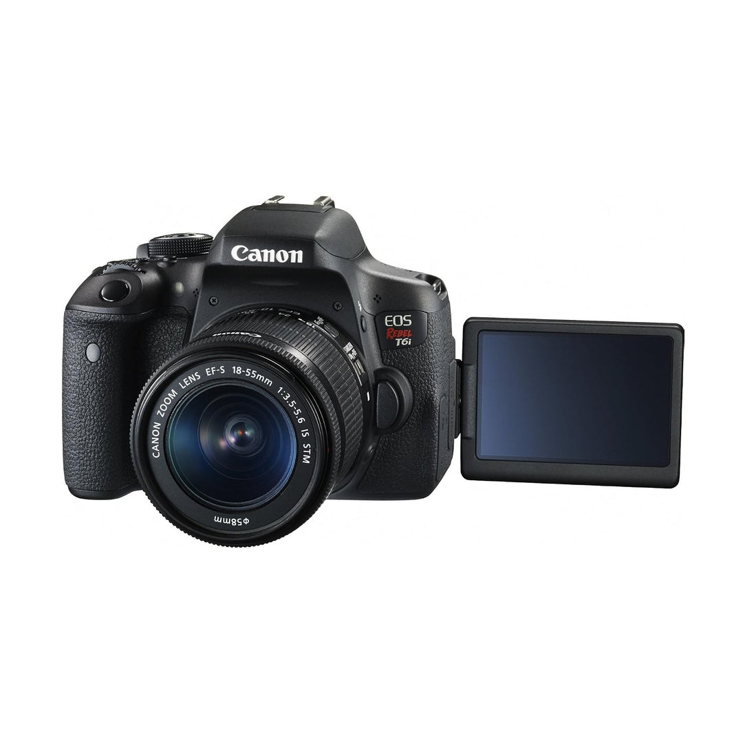 Canon Rebel T6i articulating LCD screen flipped out for vlogging at ClubCamera.com