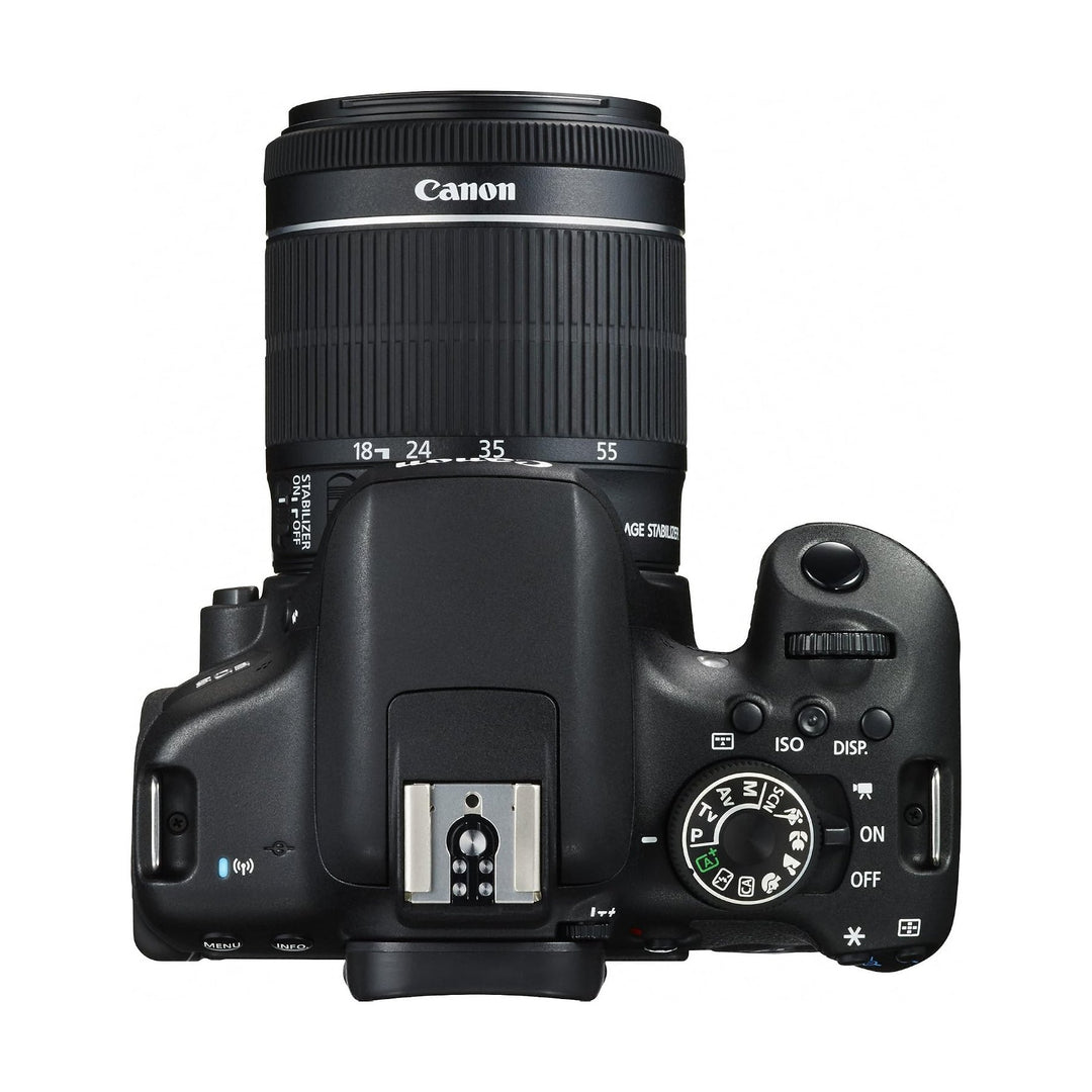 Top-down Canon EOS Rebel T6i mode dial, hot shoe, and power switch at ClubCamera.com
