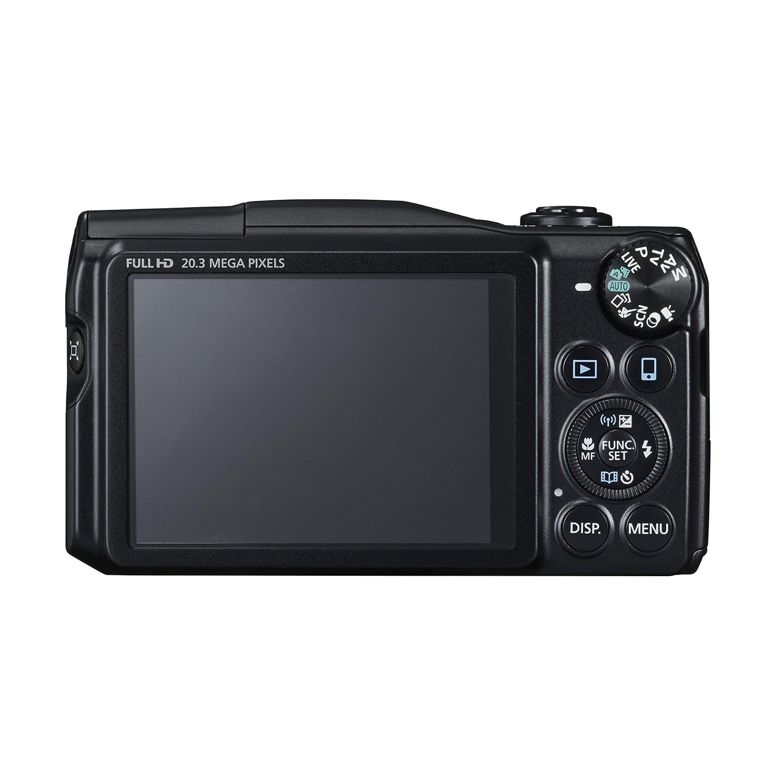 ClubCamera.com black Canon PowerShot SX710 HS rear view with LCD screen and mode dial